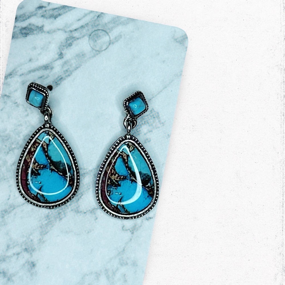 7018. Southwest Marbled Resin Earrings